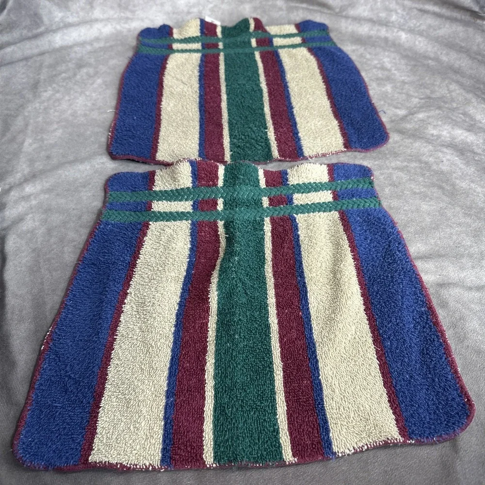Canon Vintage Towel Set Wash Cloth Bath Green‎ Blue 90s 100% Cotton